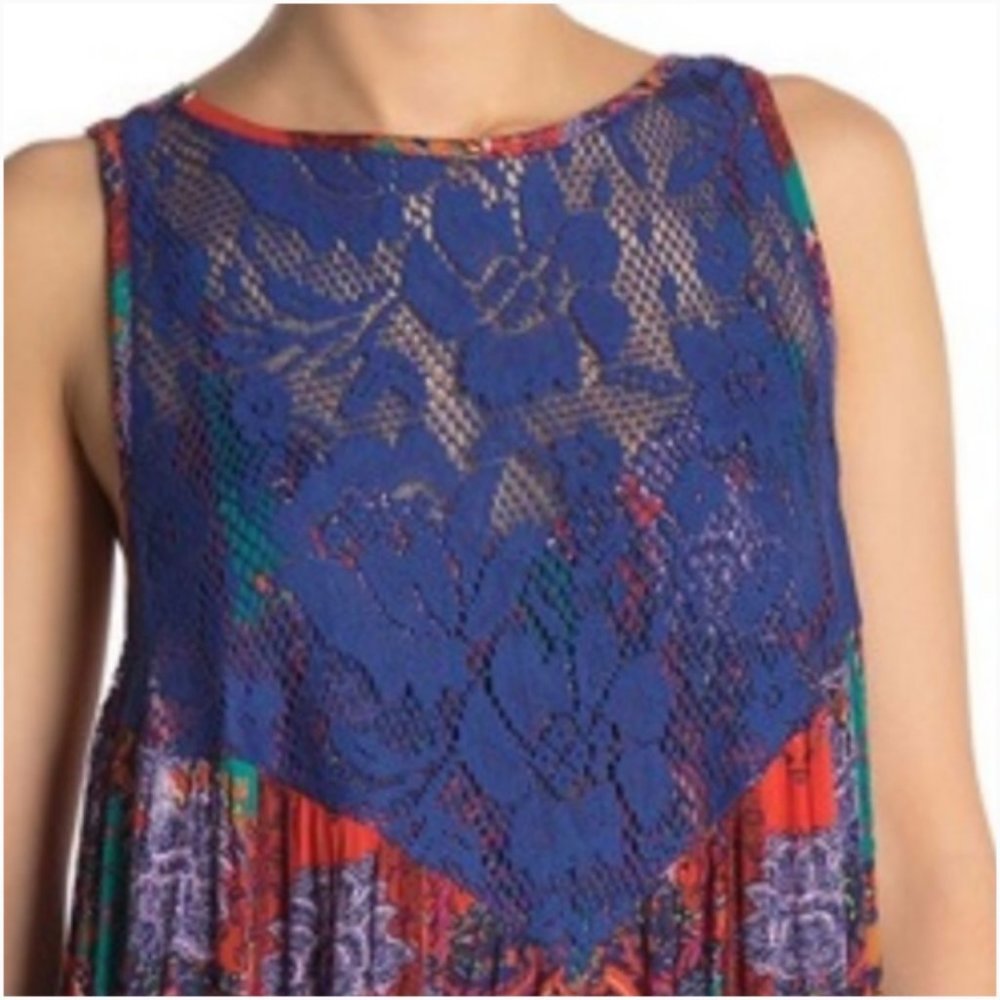 Free People Count Me In Trapeze Mini Dress New Red - Picture 3 of 5